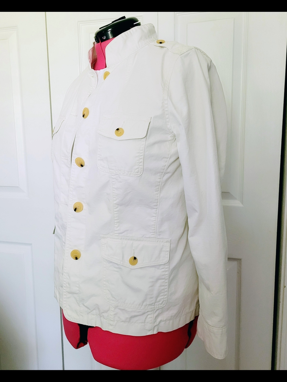 Talbots White Women's Button-Front Utility Jacket Size L Large